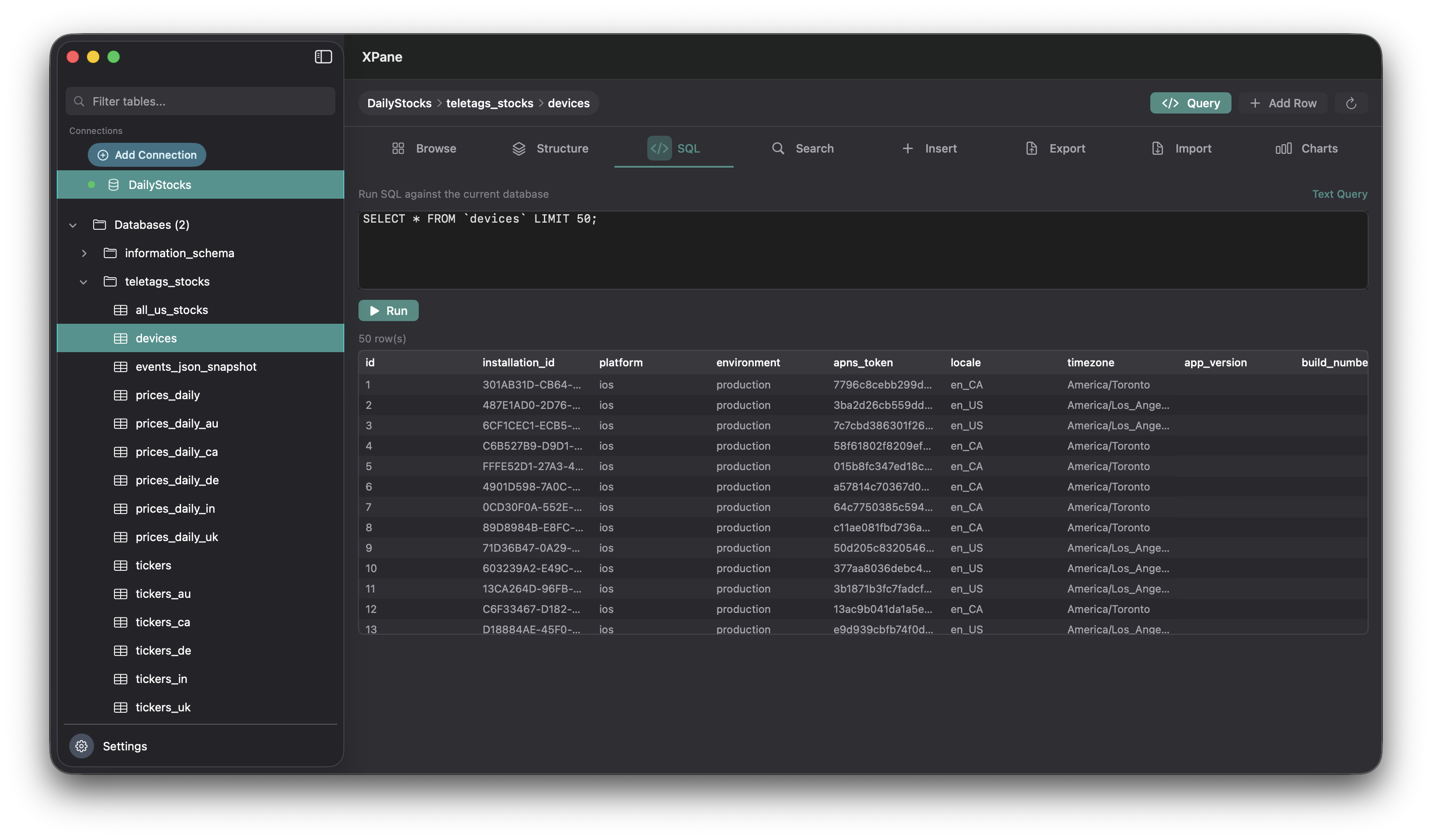 SQL editor in XPane